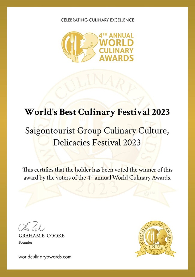 Saigontourist Group đạt 2 giải thưởng World Culinary Awards 2023 - Ảnh 3.