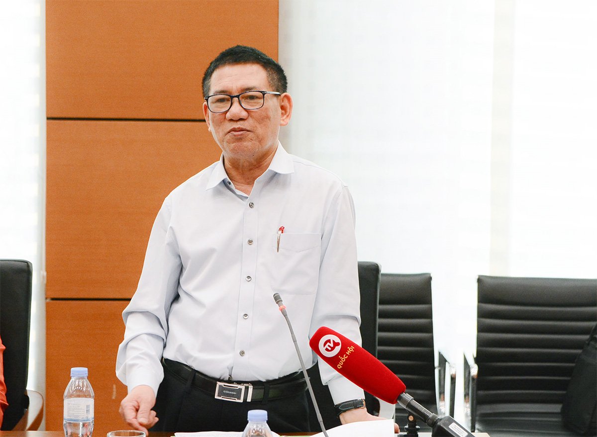 Bộ trưởng Bộ Tài chính Hồ Đức Phớc- ĐBQH tỉnh Bình Định phát biểu tại tổ