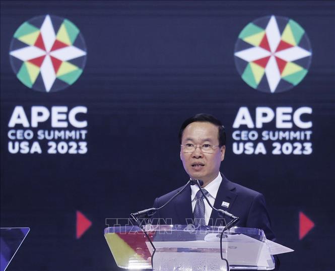Chủ tịch nước Võ Văn Thưởng phát biểu tại Hội nghị Thượng đỉnh doanh nghiệp APEC 2023 - Ảnh 1.