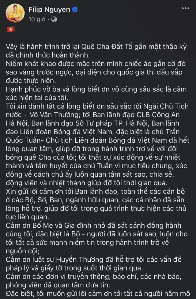 Tâm thư bằng tiếng Việt của Filip Nguyễn khi chính thức có quốc tịch Việt Nam - Ảnh 3.